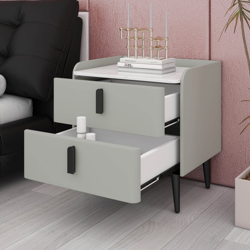 Table de chevet Modern Pu, Gris