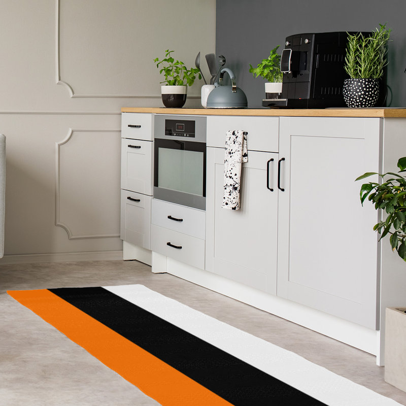 Tapis orange/noir, Tapis de couloir 2 pi 6 po x 8 pi