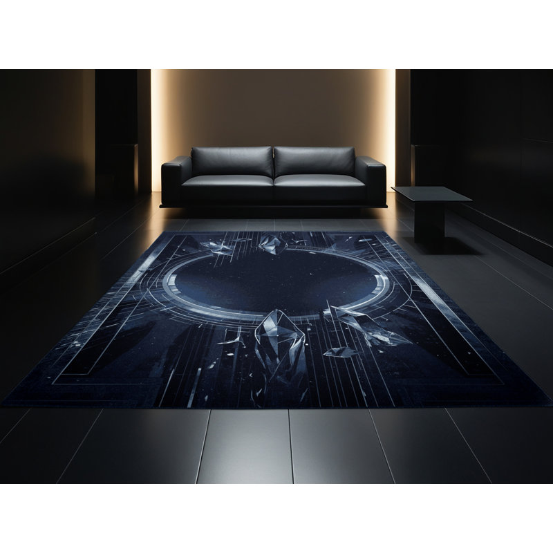 Tapis bleu lavable à la machine Cumberland, 8x10
