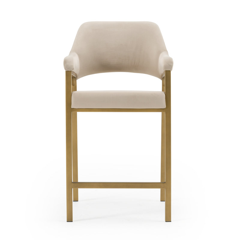 Howarth - Modern Beige Fabric + Antique Brass Counter Chair