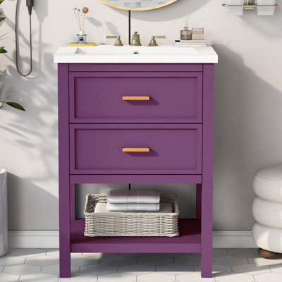 24'' Single Bathroom Vanity With Ceramic Top