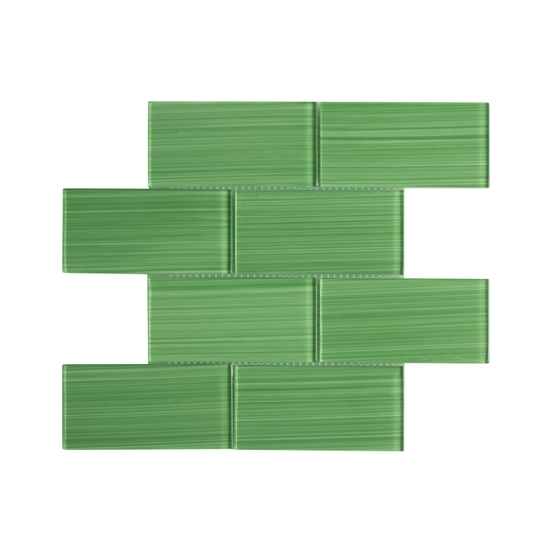 Premium Hand Painted 3" x 6" Straight Edge Glass Mosaic Subway Tile, Emerald Green