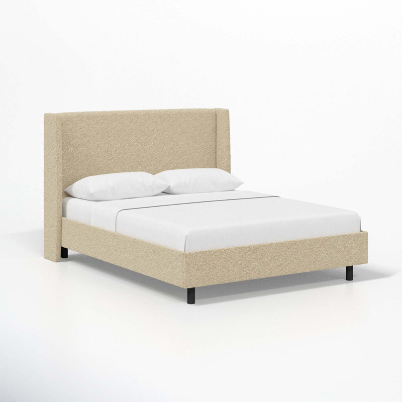 Tilly Upholstered Low Profile Platform Bed, Queen, Classic Buff Boucle