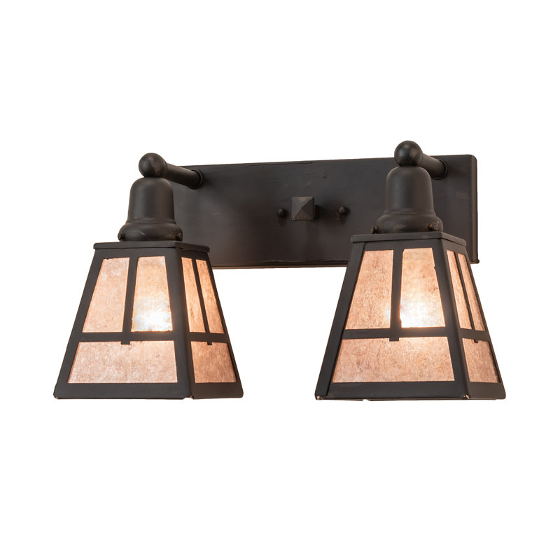"T" Mission 3-Light Vanity Light, 10.25" H x 17" W x 8.5" D, Silver, Costello Black Hand Rubbed Iron