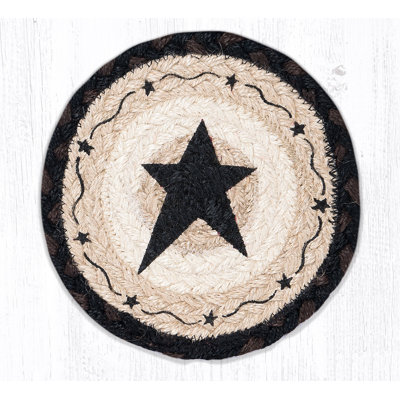  Monogramme tressé, étoile, imprimé, dessous de verre en jute, style campagne rustique, H 7 po