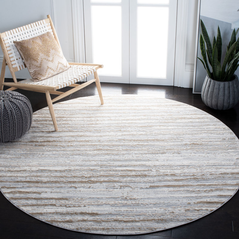 Lagoon Performance Striped Rug, Round 6'7"