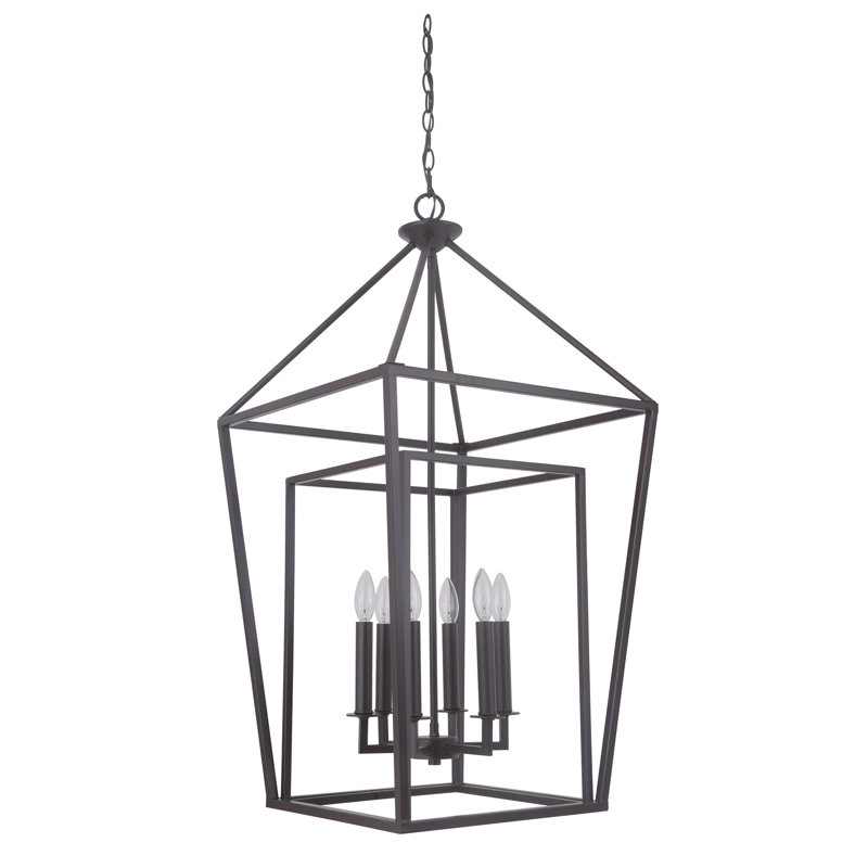 Lustre géométrique à 6 lumières Aadyanth, Bronze huilé
