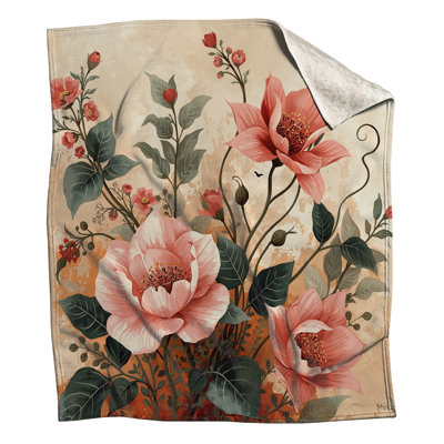 Couvertures roses à motif floral