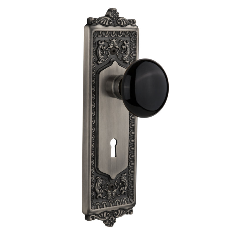 Bouton de porte de mortaise intérieur Egg and Dart, Étain antique