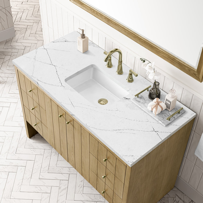 Hudson 48'' W Single Vanity, Ethereal Noctis, 8" Widespread, Light Natural Oak