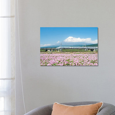 Tokaido Shinkansen Train Passing By Mount Fuji, Yoshiwara, Shizuoka Prefecture, Japan by Jan Becke - Wrapped Canvas Print