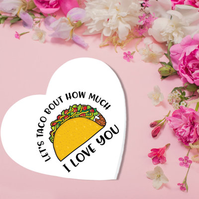 Boîte en forme de cœur de la Saint-Valentin avec couvercle, «Let Taco Bout How I I Love You», boîte de cœur réutilisable, paquet de 1