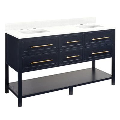 Ensemble de meuble-lavabo double 60 po avec lavabo sous le comptoir Robertson