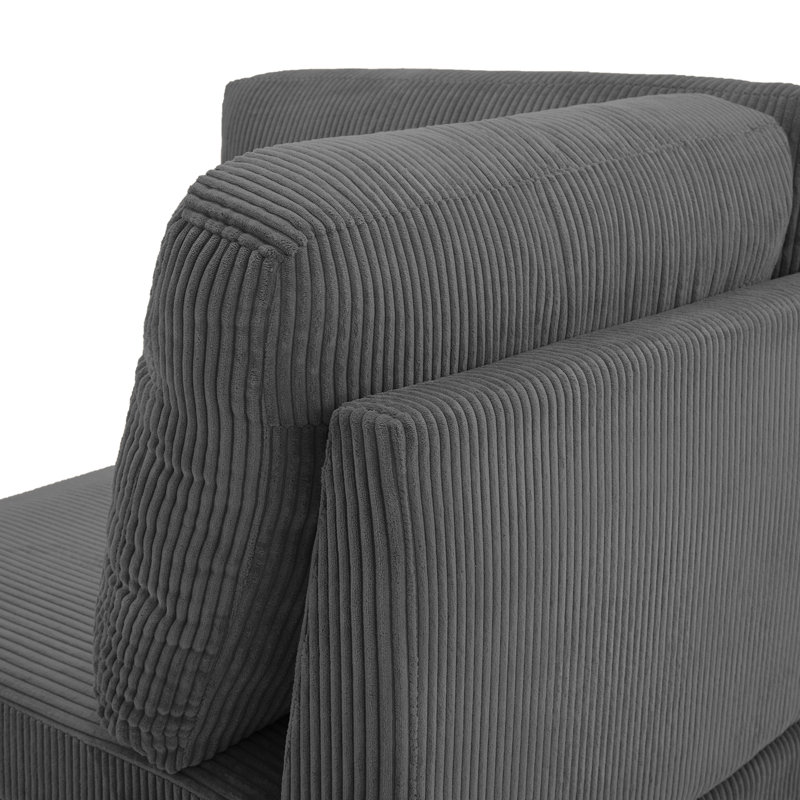 Seemab 102.1Cm Wide Corner Wedge, Grey Corduroy
