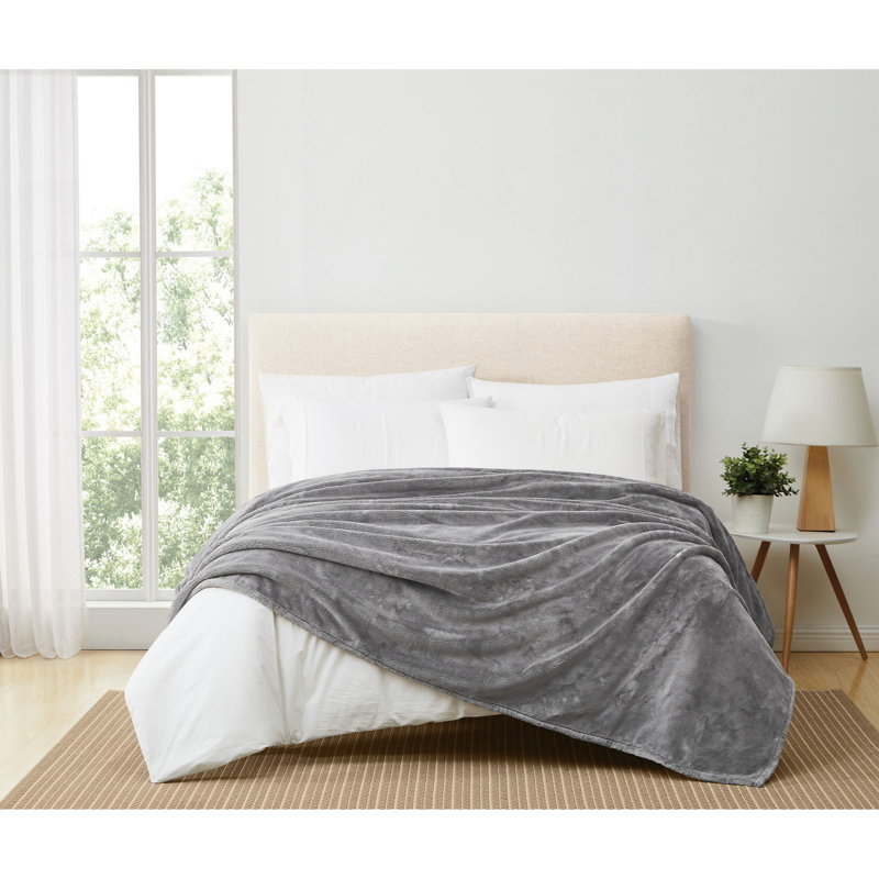 Lavish Plush Bed Blanket, Gray, Twin XL