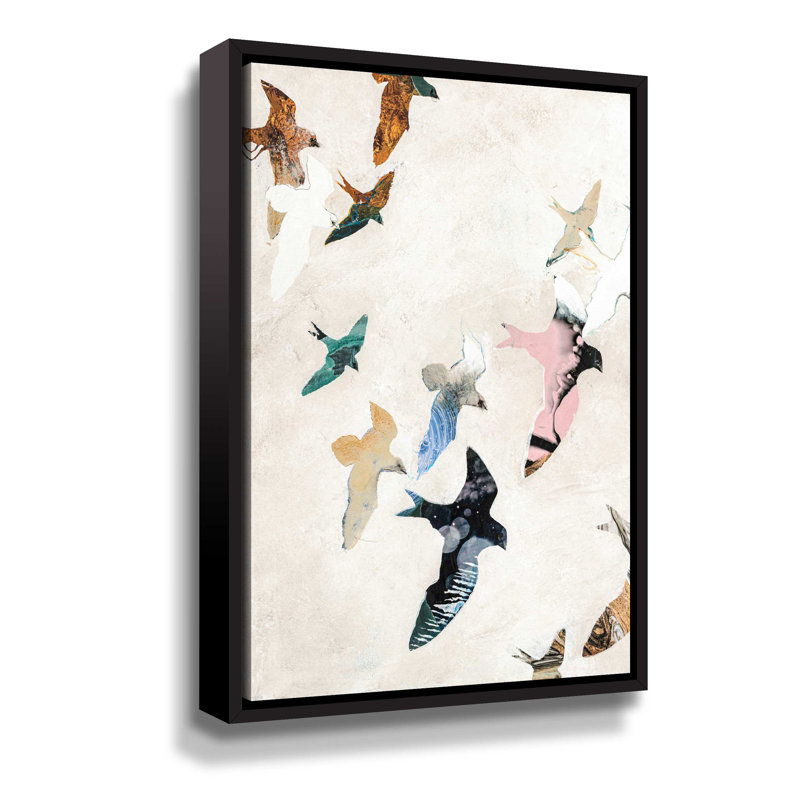 Oiseaux abstraits 2, galerie, Cadre noir, H 48 po x l 32 po