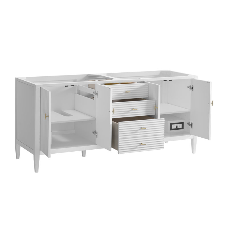 Myrrin 72'' W Double Bathroom Vanity Base, White