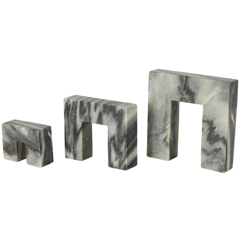 Cole And Grey Marble Square Abstract Decorative Sculpture