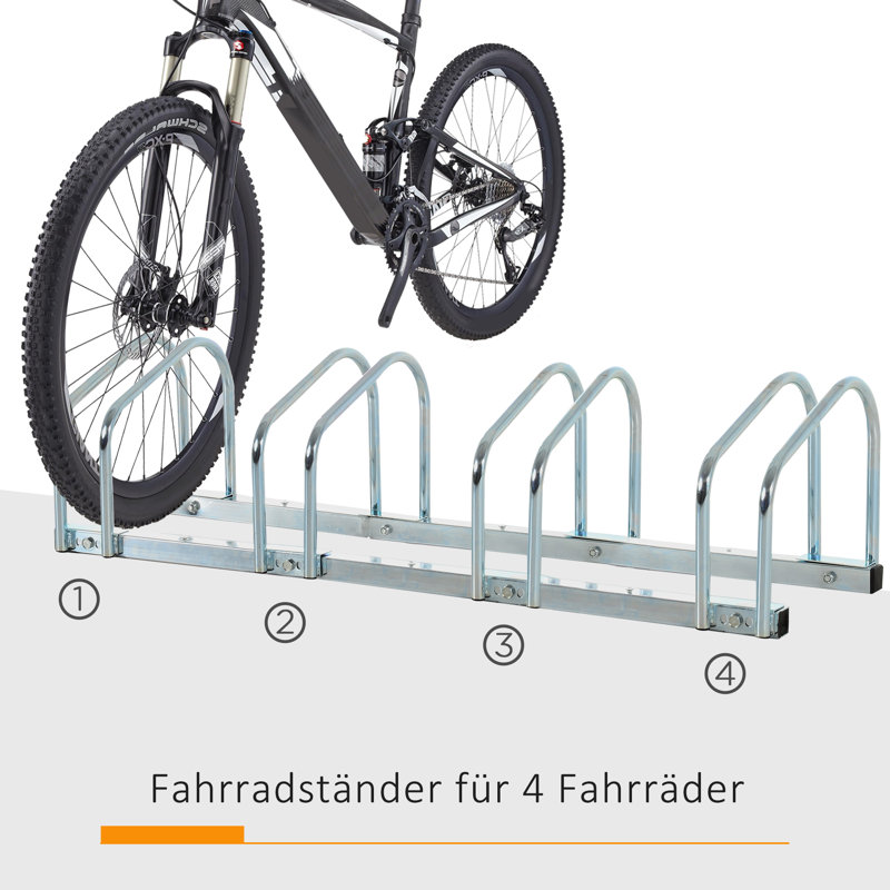 Alvetta Bike Stand Parking Rack Floor/Wall Mount, 4 Racks Silver