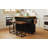 3PCS Farmhouse Kitchen Island Set With 2 Stools, Drop Leaf, Cabinet, Drawers, Door Shelves, And Power Outlet-1527378781