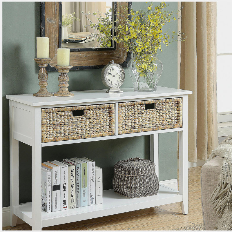 Bureau blanc avec 2 tiroirs, Blanc