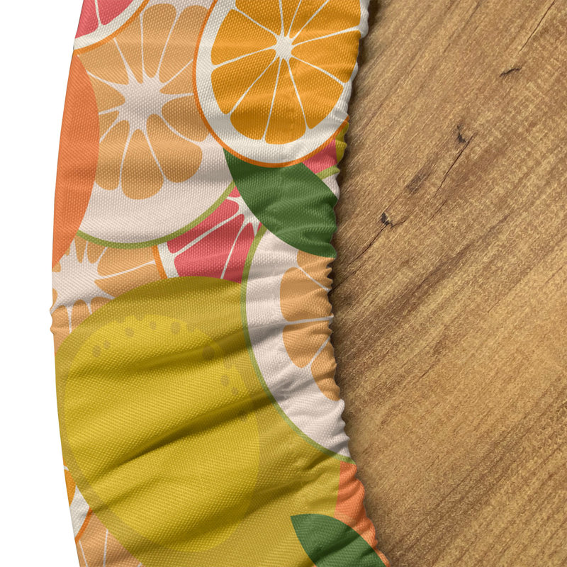 Winston Porter Tangerine Fitted Round Tablecloth Diameter Multicolor, 64.17" Round