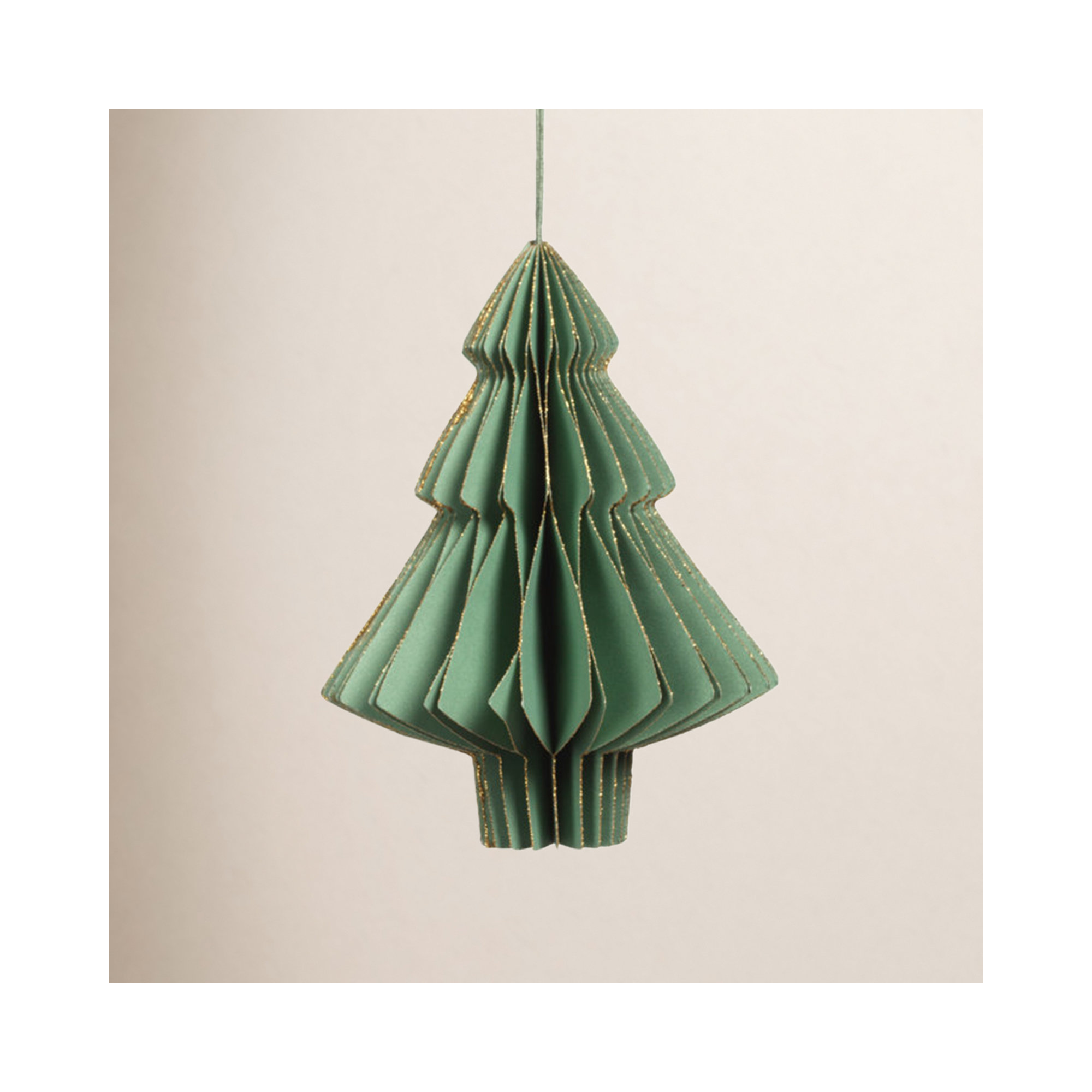 Miriam Deco Set of 12 Holiday Shaped Ornament, 5" H x 4.5" W x 4.5" D, Green