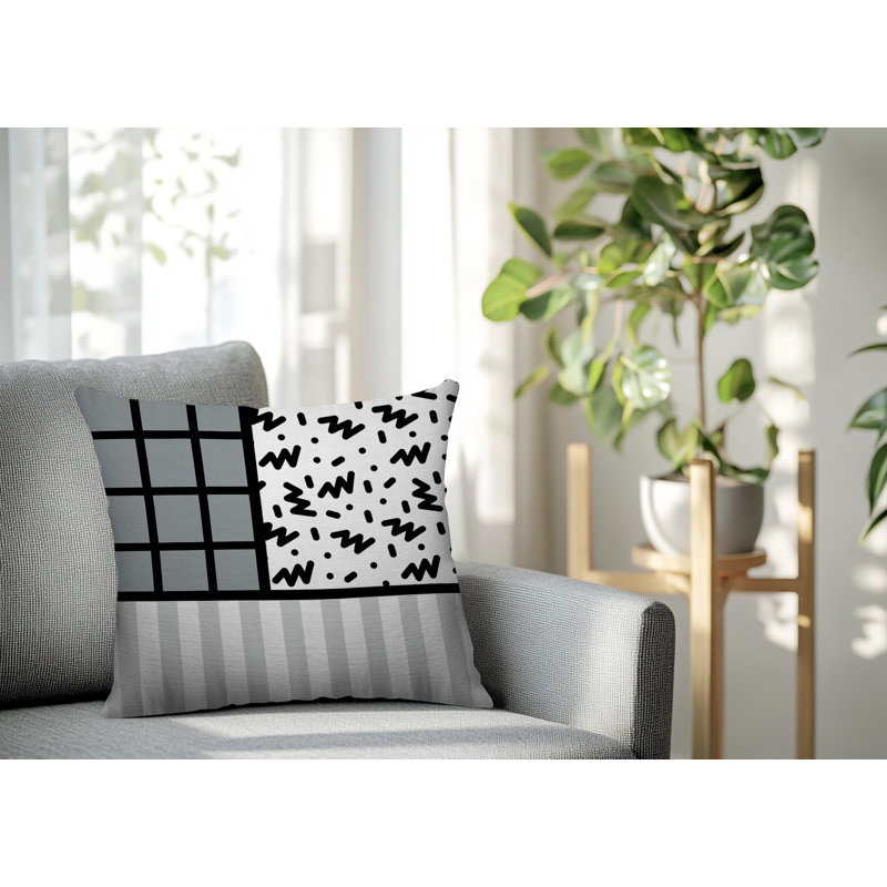 Oreiller carré réversible intérieur / extérieur Minka, Gris, Carré 18 po