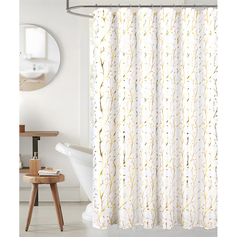 Widar Foil Shower Curtain, White/Gold