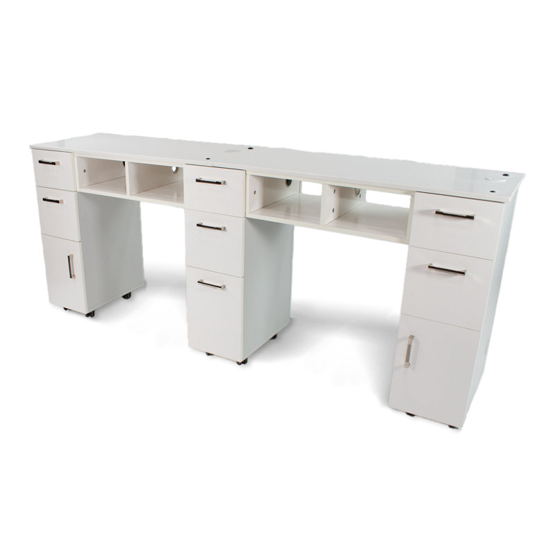 Iow Double Manicure Table, Ash Gray