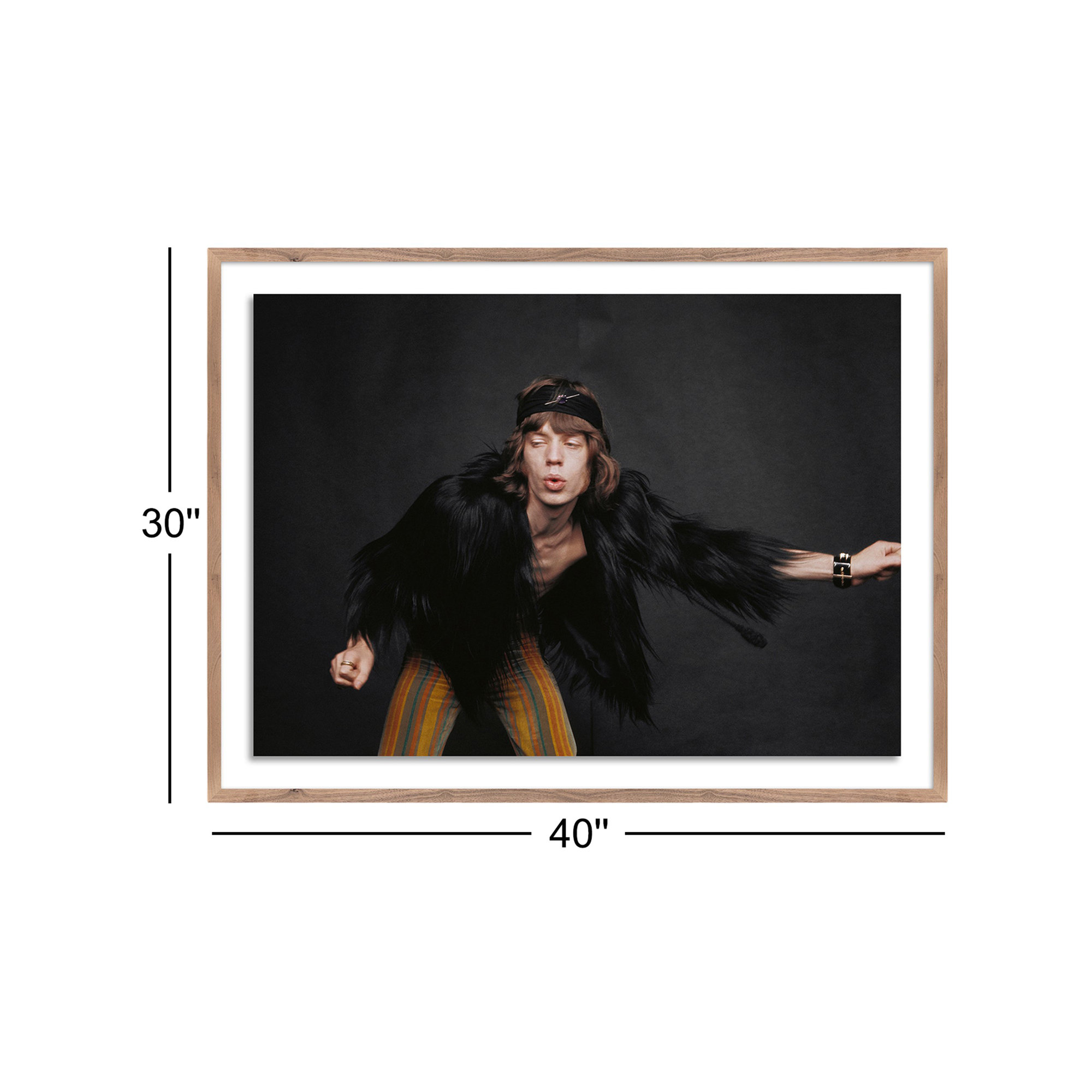 Rolling Stones Singer by Getty Images, Dark Brown Framed, 30" H x 40" W