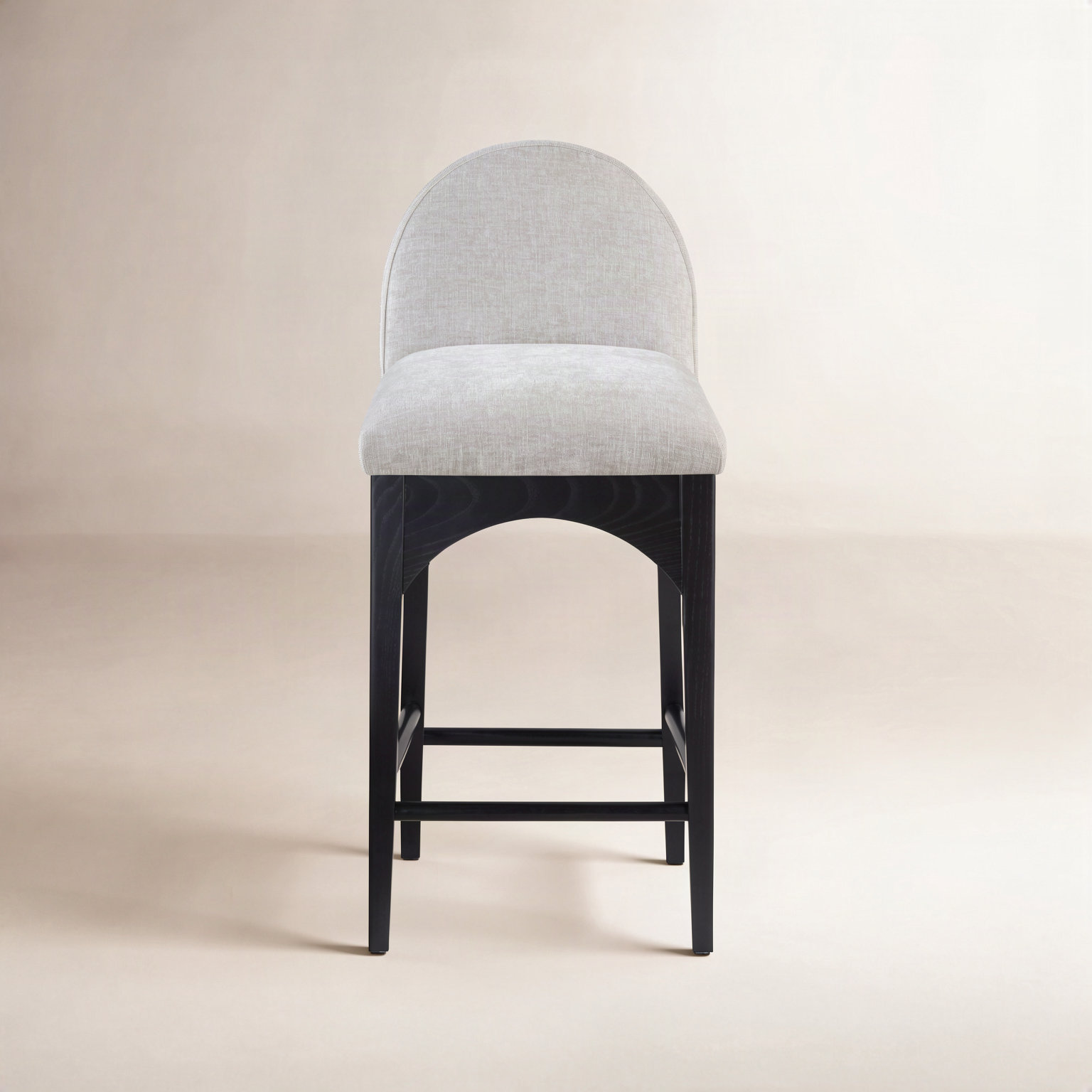 Waldorf 27" Bar Stool, Black, Gray Chenille