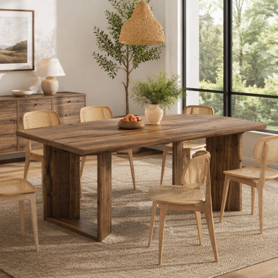 63″ Rectangular Solid Wood Dining Table for 4 to 6, Kitchen Table with U Shaped Frames