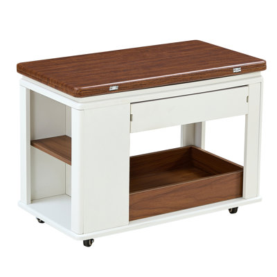 Modern Multi-Function Coffee Table/Side Table with Foldable Top & Casters, Multi-tier storage