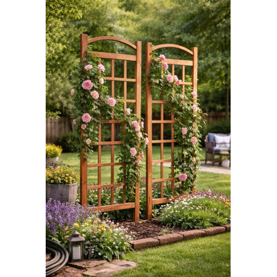 Treillis de jardin en bois H 72 po x l 24 po avec arche courbée pour plantes grimpantes, patio, clôture et décor extérieur