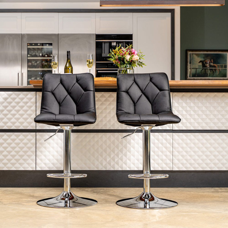 Pu Bar Stool 2pcs Black, Black