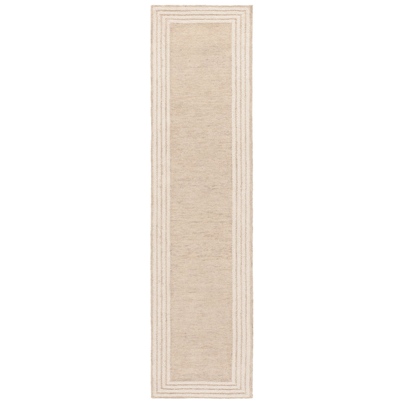Seb Ebony Hand Tufted Wool And Cotton Bordered Rug, Runner 2'3" x 9'