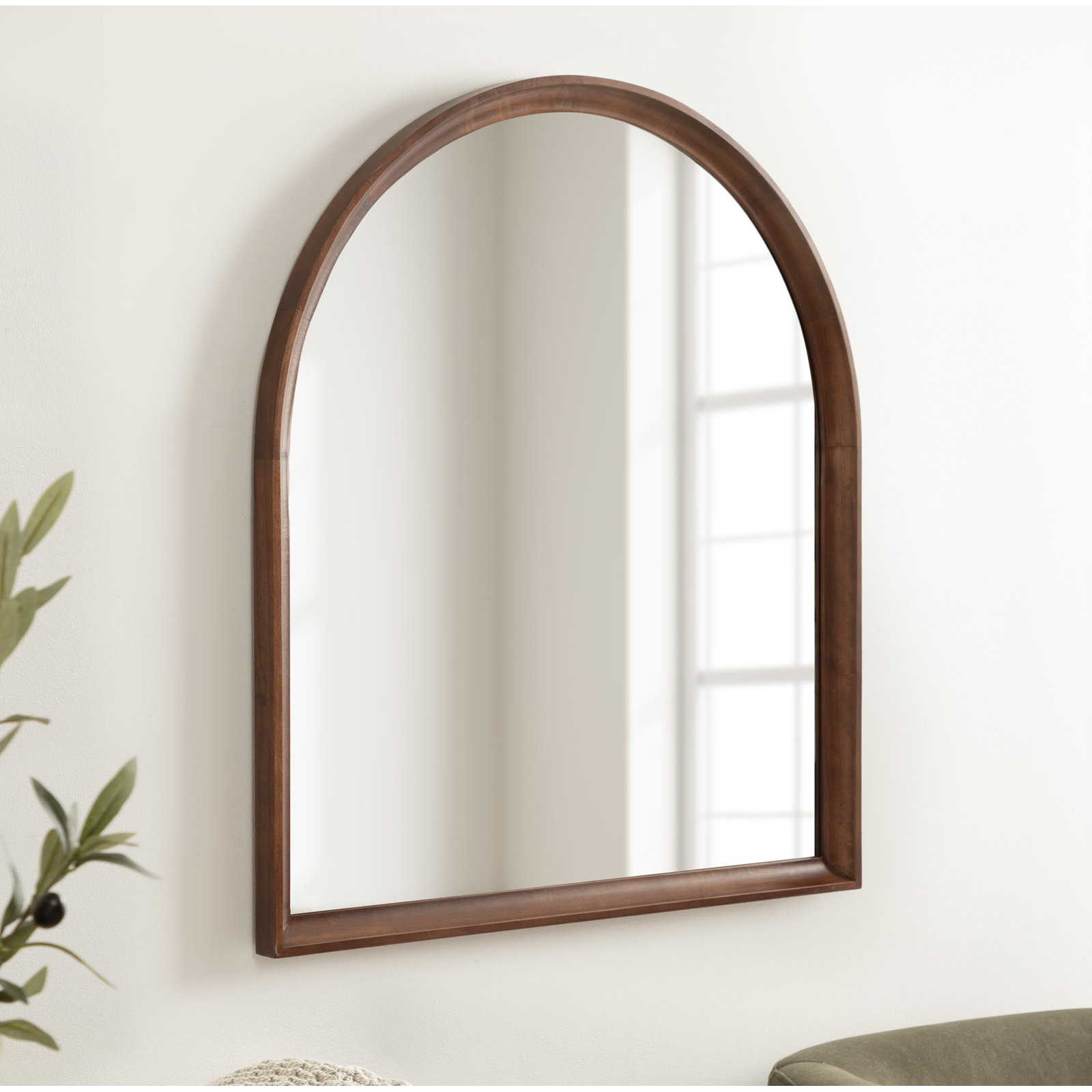 Branwell Wood Mirror, 35.98'' X 32.01'', Dark Brown Wood