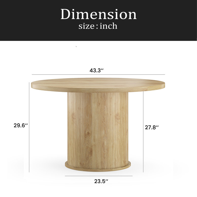 Table de salle à manger de 43 po pour 4 personnes, petite table de salle à manger avec plateau en bois et base en métal robuste, table de salle à manger ronde moderne pour salle à manger, assemblage facile