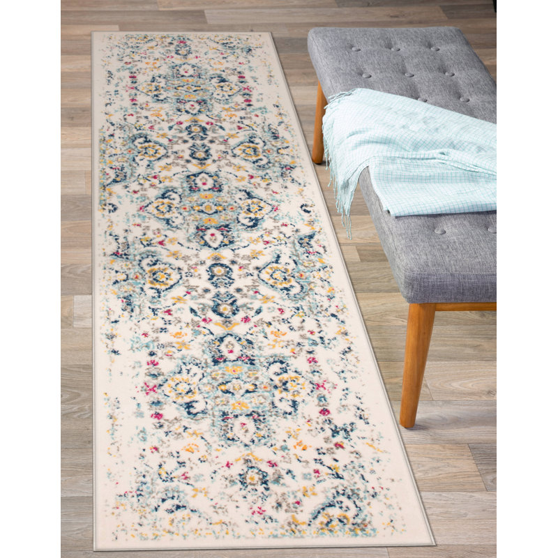 Azulejos Oriental Indoor Rug, Runner 2' x 7'