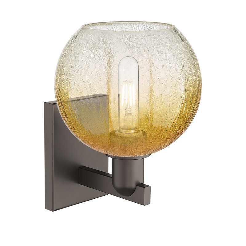 Appleton - laiton antique noir - applique, 12.75" H x 8" W x 8" D, Clear Yellow/Oil Rubbed Bronze
