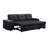 Lucas 97" Dark Grey Linen Sleeper Sectional Sofa With Reversible Storage Chaise