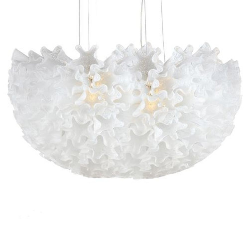 Lustre unique en verre Dahlia, 23” Width x 21” Height, Turquoise, Nickel poli
