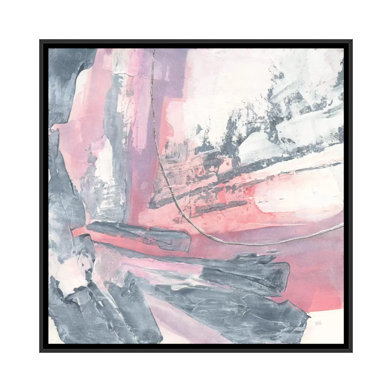 «Whitewashed Blush I» par Chris Paschke, impression sur toile tendue, H 18 po x l 18 po x P 1,5 po, Toile avec cadre noir