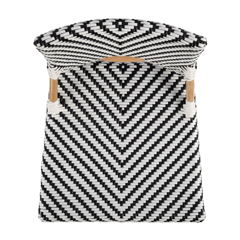 Creanly Rattan  Counter Stool, Black/White