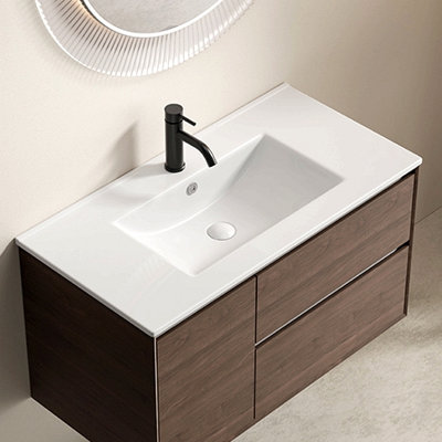 Lavabo vasque de salle de bain, comptoir de meuble-lavabo en céramique sans trop-plein, pratique pour ranger des objets personnels