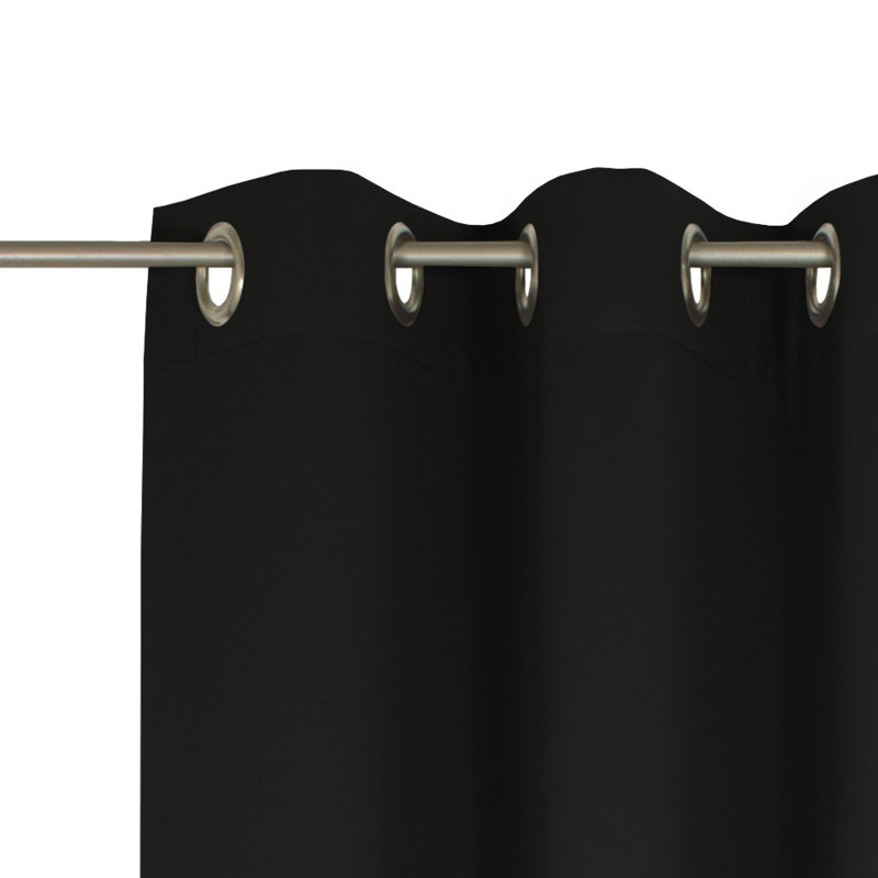 Newbury 67% Polyester And 33% Cotton Room Darkening Single Curtain Panel, 130cm Width x 295cm Drop, Black