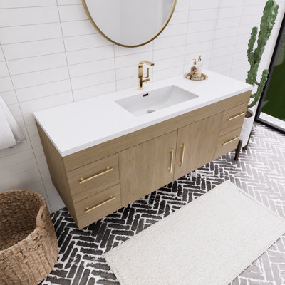 Ensemble de meuble-lavabo mural simple 60 "Spring