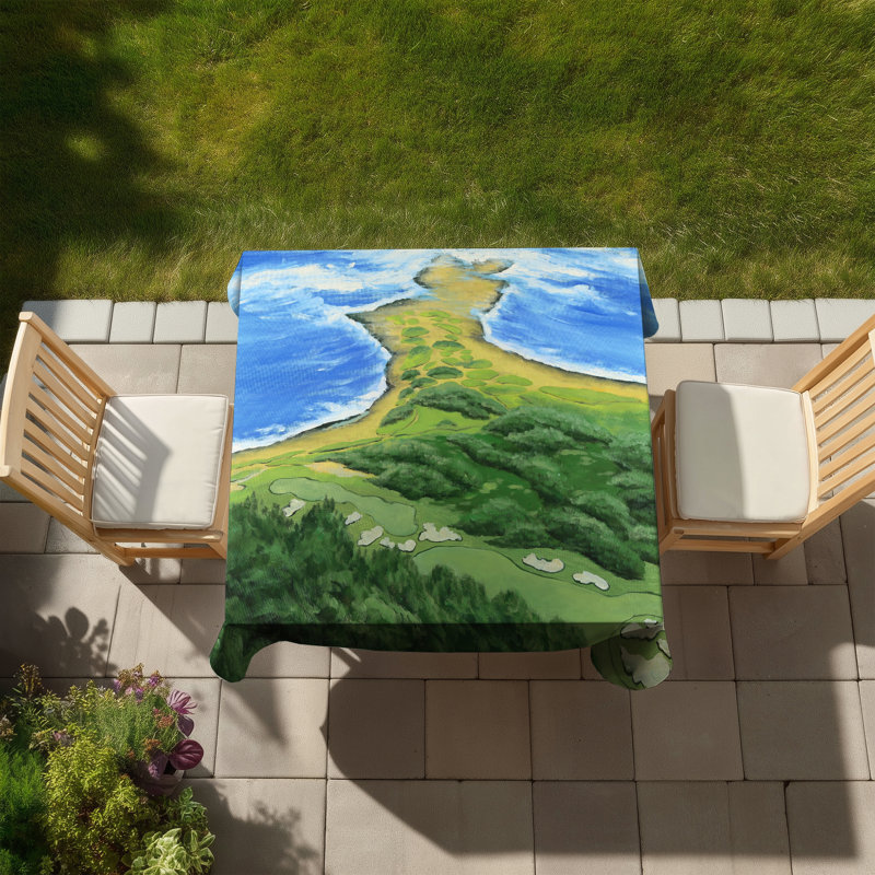 Trees Blue Indoor/Outdoor Tablecloth | Golf Course Decor