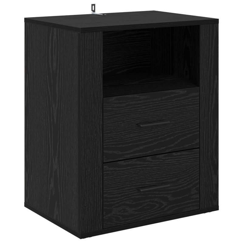 35cm W Manufactured Wood Bedside Table, Black Oak